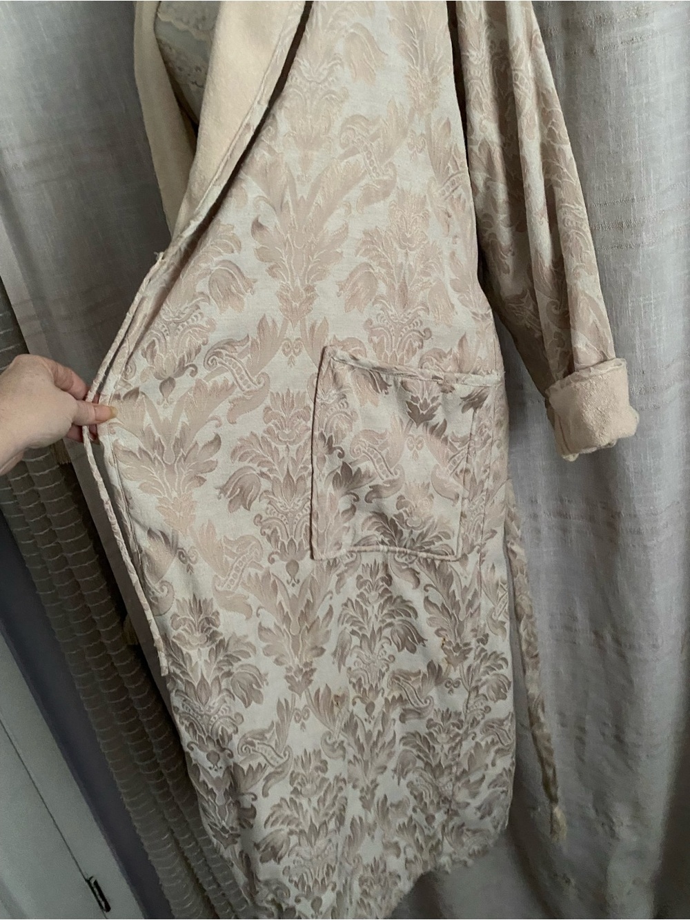 RARE VTG 80s Victoria's Secret Gold Label Damask Jacquard Terry Lined Maxi Robe - Picture 10 of 16